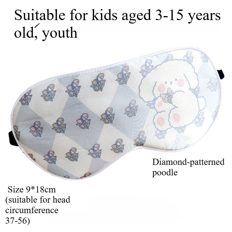 Kids Cartoon Silk Sleep Eye Mask,100% Silk16 Momme Adjustable Elastic Strap Full Blackout Eye Cover for 3-15 Years Old Children