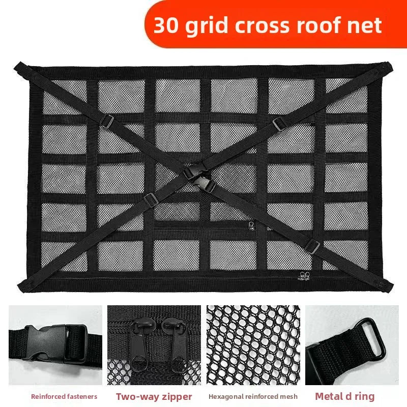 Extra Large Car Ceiling Cargo Net 43.3x27.5in, SUV Van Truck Roof Storage Organizer, Overhead Mesh Holder for Travel