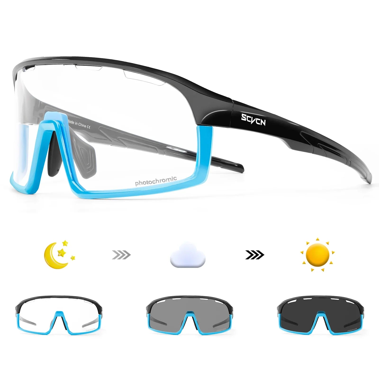 SCVCN Photochromic Sunglasses Cycl Men UV400 Eyewear Sports MTB Outdoor Goggles Bicycle UV400 Women Cycling Glasses Sunglasses