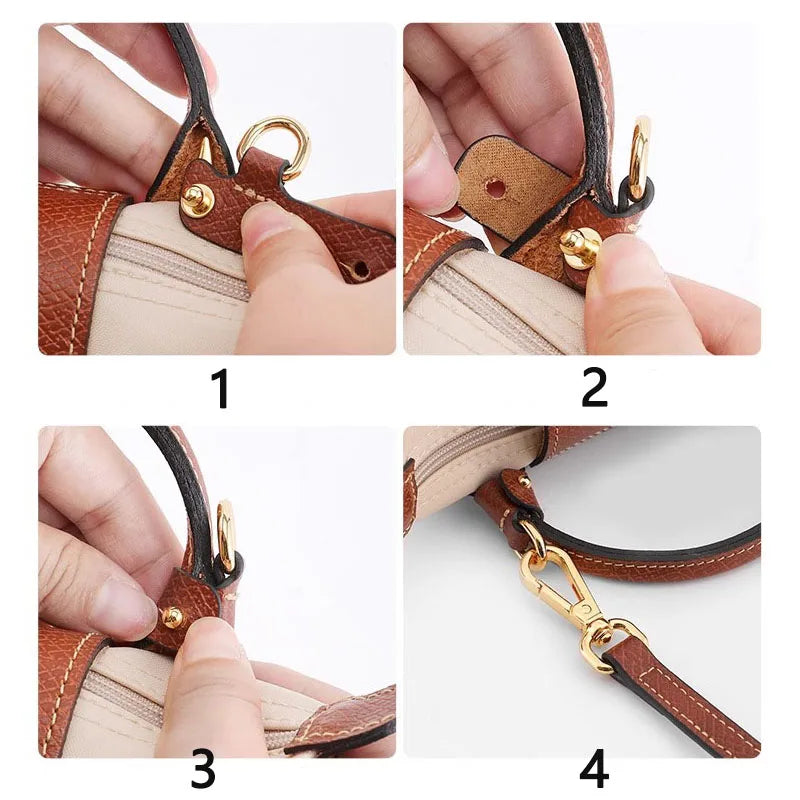Bag Strap For Longchamp Mini Bag Leather Replacement Crossbody Shoulder Strap Without Punching Modification Bag Accessories