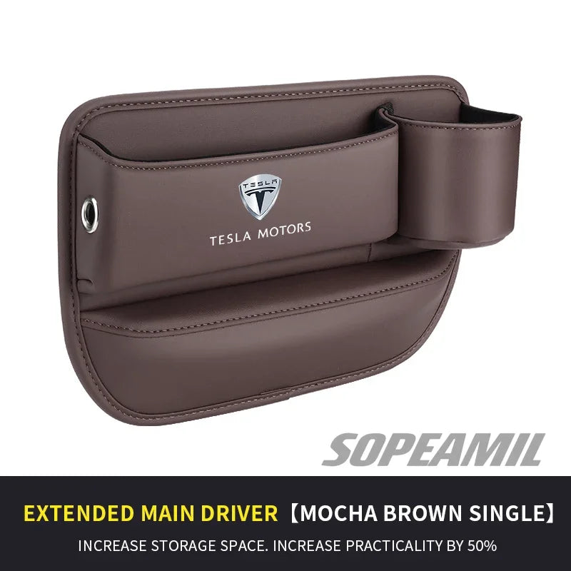 Tesla Cybertruck Beast Model 3 Model Y Model S Model X Car Leather Seat Multifunction Crevice Case Water Cup Holder Storage Box