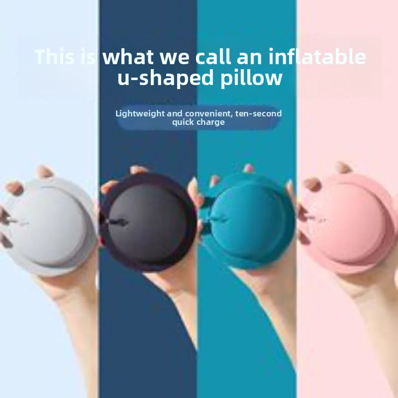 Inflatable Airplane Pillow, U-shaped Cervical Orthopedic Protective Pillow, Outdoor Folding Pillow, Small Gift for Friends
