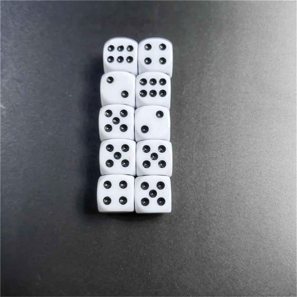 10pcs/set Of High Quality 14/16mmD6 Dice Set White Black Dot/Black White Dot Acrylic Rounded Corner Club