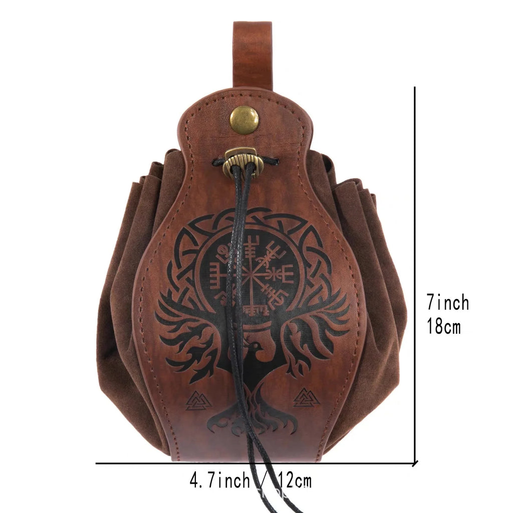 Genuine Leather DND Dice Bag Tray - Cute Drawstring Pouch RPG D&D Roleplaying Coin Purse Gift Ideas STZ04