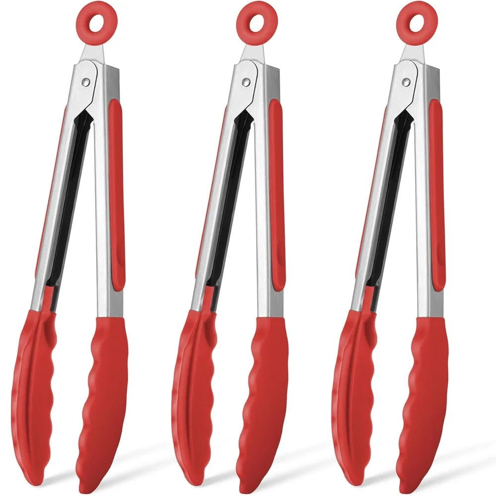7 Inch Food Clamps Stainless Steel Mini Kitchen Clamps Silicone Anti-Slip  Cooking  Clamps Grill Salad Tools Grill Kitchen Tools