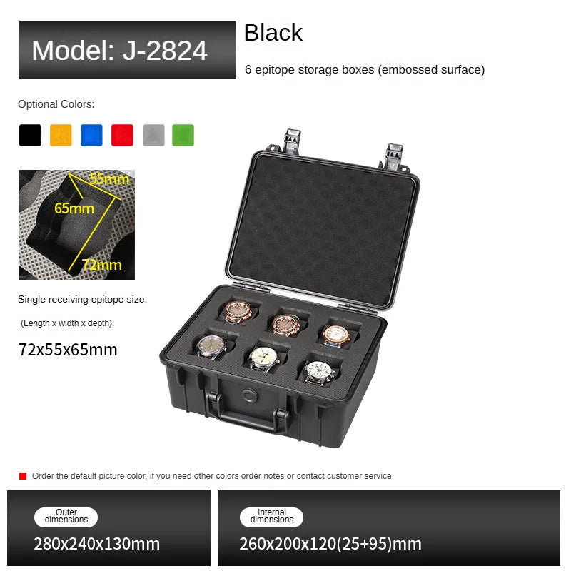 2/6/8/16/20 Slot Plastic Watch Box Safety Equipment Case Portable Tool Box Impact Resistant Case With Foam For Watches Storage