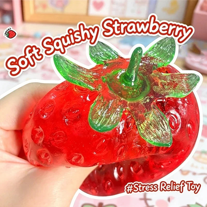 Squishy Vaseline Strawberry Stress Ball Toy Creative Strawberry No Rebound Squeeze Fidget Toy ASMR Sensory Stress Relief Toys