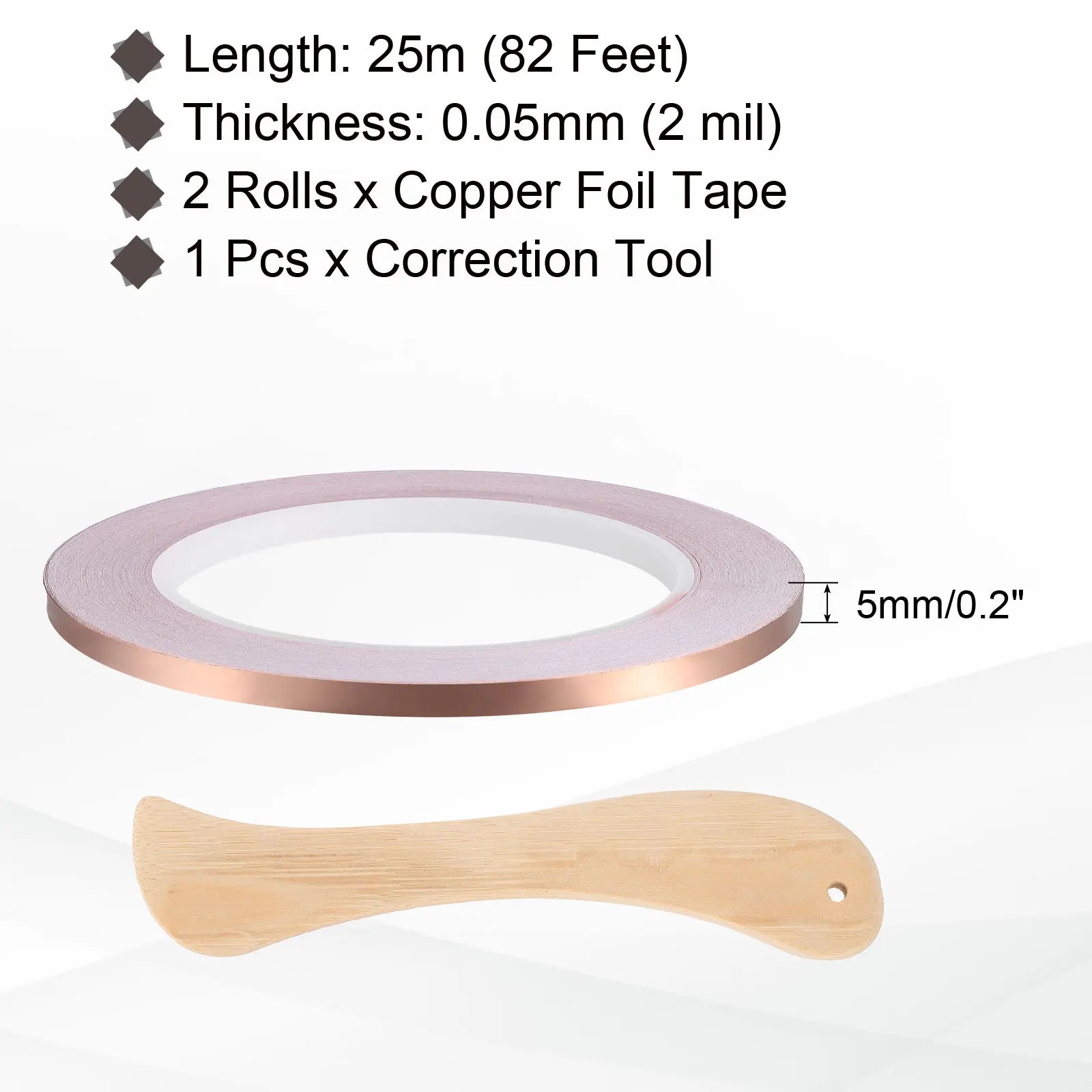 1/2Pcs 10-50Meter Copper Foil Tape Single Conductive Adhesive Tape with Correction Tool for EMI/RFI Shielding/Electrical Repairs
