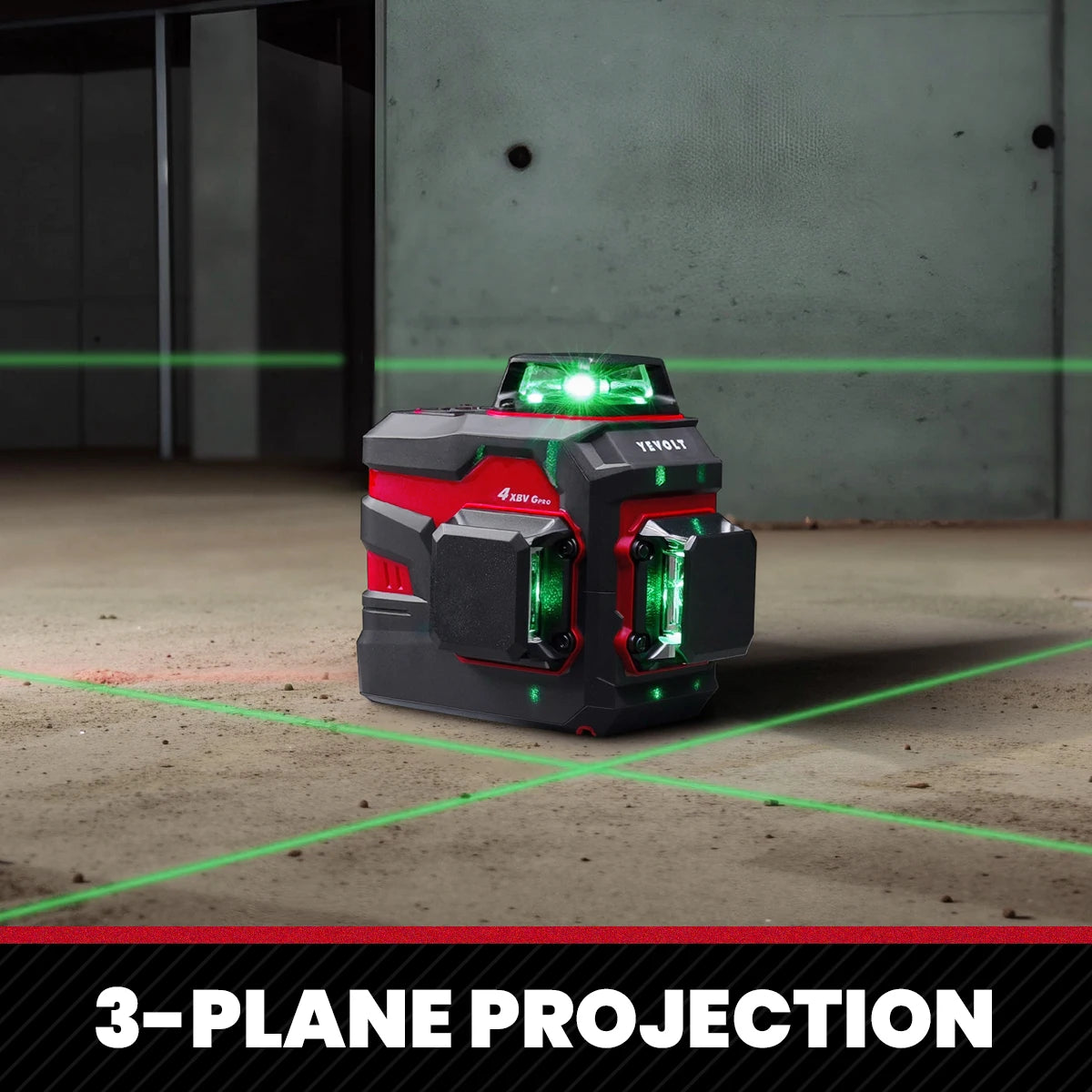 YEVOLT YVGLL4XS Series Green Laser Level 3/4-Plane 3D/4D 12/16-Lines Self-leveling 360 Horizontal & Vertical 3.6V Power Tools