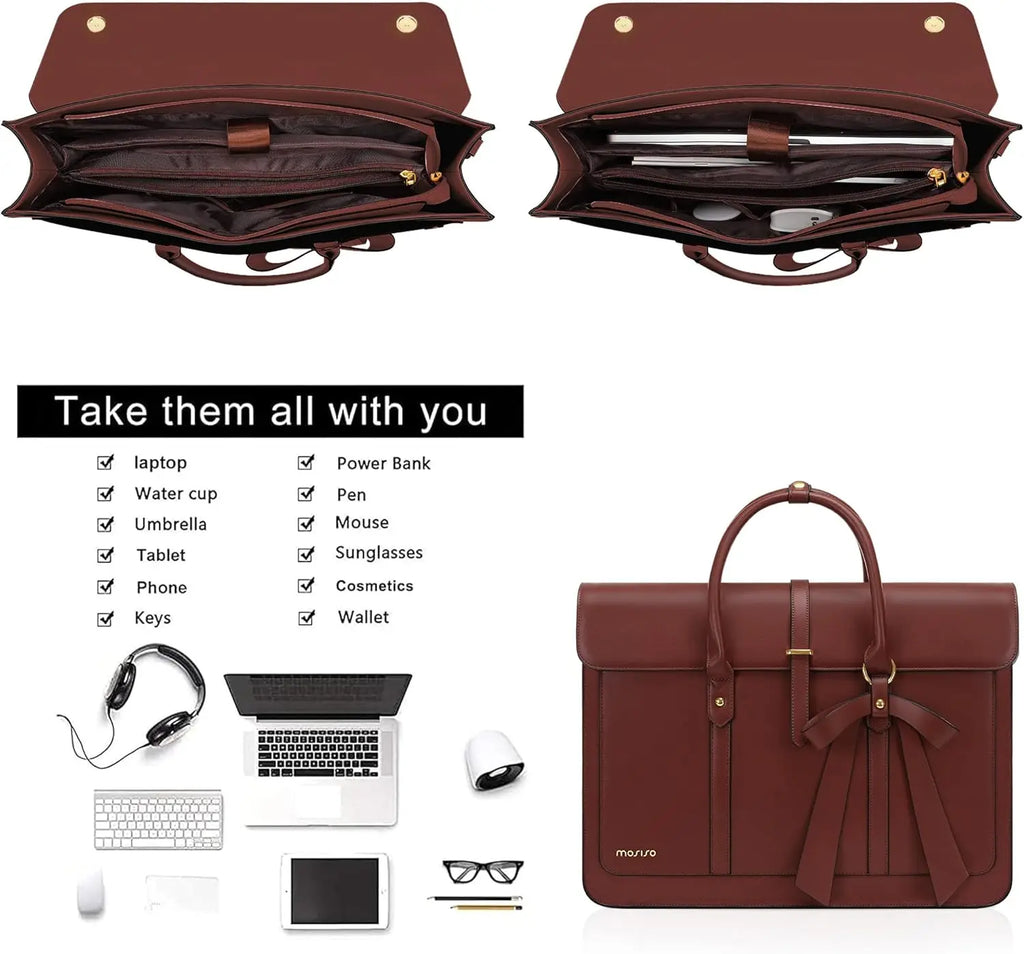 MOSISO Women's Tote Bag for MacBook 13 14 15 16 17.3 inch Notebook PU Leather Laptop Shoulder Bag Backpack Handbag Dual-purpose