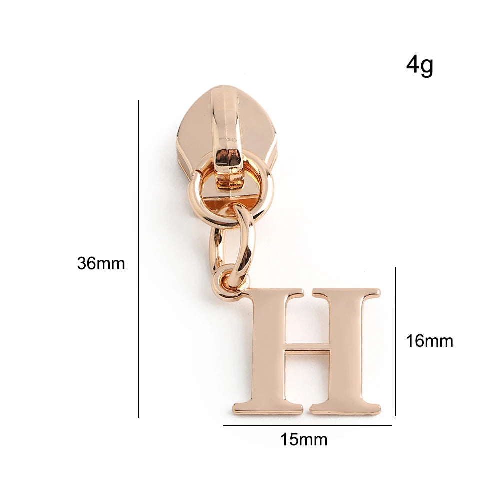 20/50PCS 5# Nylon A-Z English Initial Letter Zipper Puller Slider For Create Personal Logo Bag Purse Trinkets Gift Accessories