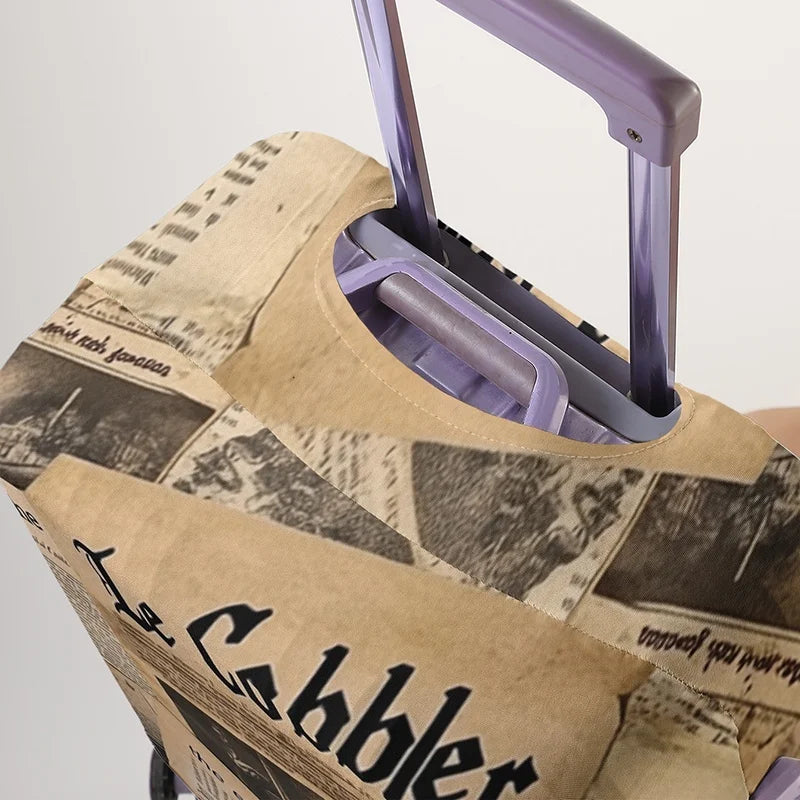 Vintage newspaper texture pattern luggage protection cover, suitable for 18-32 inch luggage covers, luggage handle gloves, trave