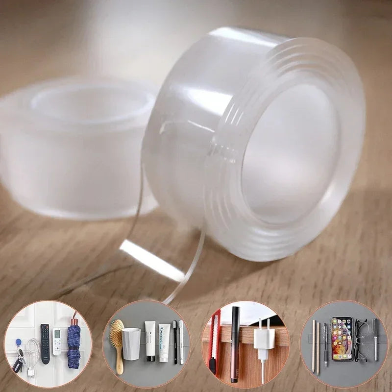 1M Double-Sided Tape: Waterproof & Reusable, Transparent Adhesive Stickers for Home/Bathroom DecorationB3626A