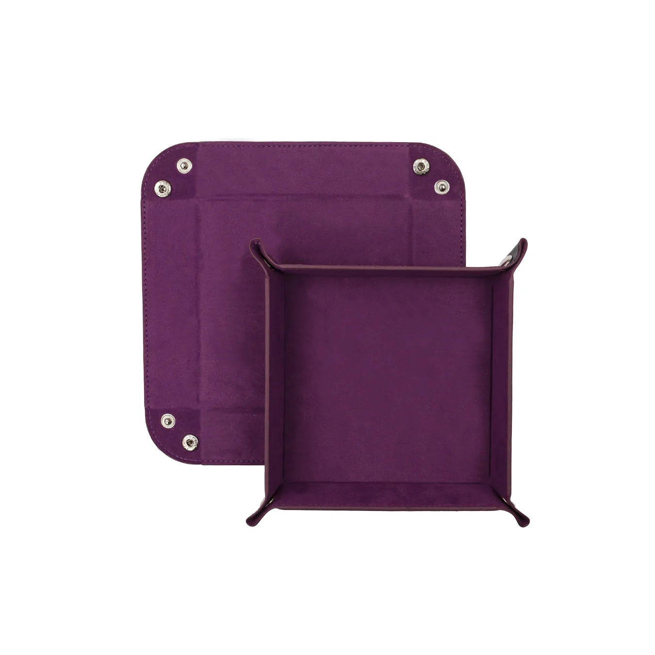 Foldable Dice Tray PU Leather Flannel Game Dice Plate Four Corners Folded Tray Home Desktop Decoration Box Coin Key Storage Tray