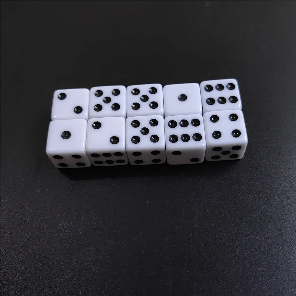 10 Pcs/set 14mm/0.63inch Acrylic Six Sided Standard Dice For Table Games, Party, Club Board Game