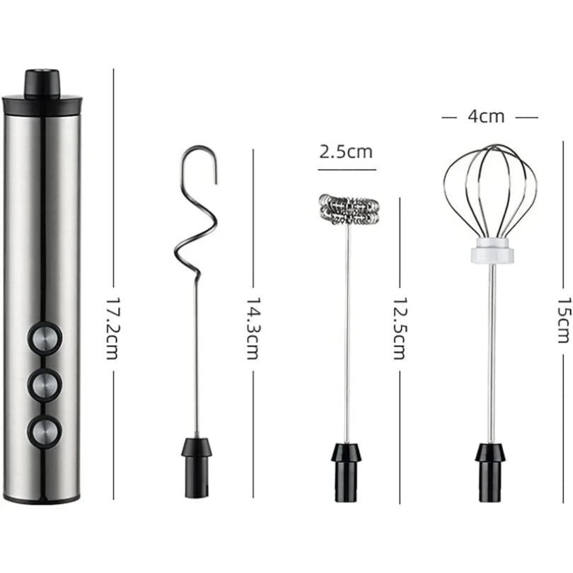 3 in 1 Electric Handheld Milk Frother 3 Adjustable Speeds Mini Hand Mixer Detachable Stainless Steel Whisk Home Kitchen Use Tool