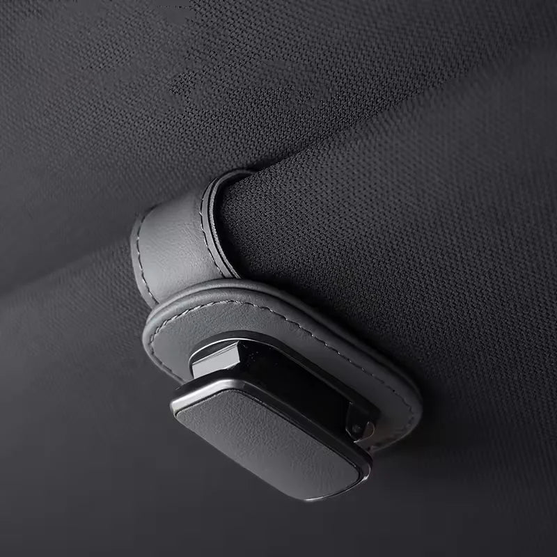 1pc Car Leather Eyeglass Holder, Sun Visor Storage Box,Car Invoice Organizer, Sunglasses Interior Rack,Car Organization Supplies