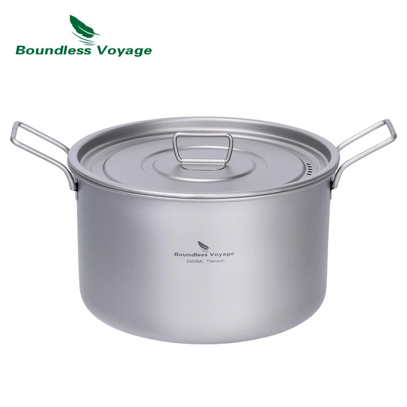 Boundless Voyage 1.2L 1.8L 2.4L Titanium Pot 0.7L Camping Kettle Cookware Outdoor Portable Stackable Ultralight Cooking Mess Kit