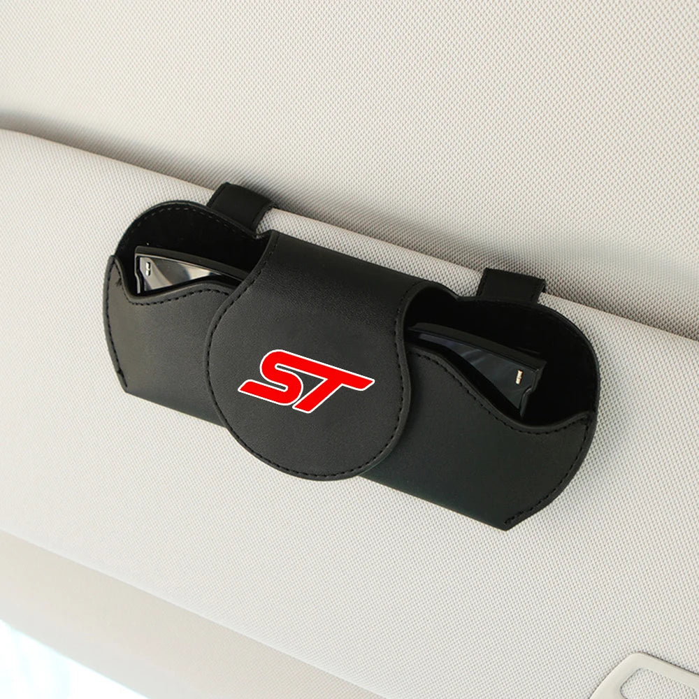 Car Sunglasses Holder Case Sun Visor Glasses Box Clip Eyeglasses Storage for Ford ST Focus Kuga MK3 MK4 Puma Fiesta ST