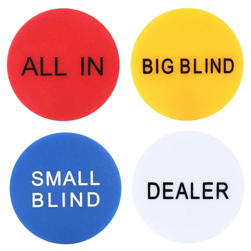 4Pcs Professional Poker Game Small Blind Big Blind Dealer Buttons Poker Cards Guard Protector Coin Poker Chip Button