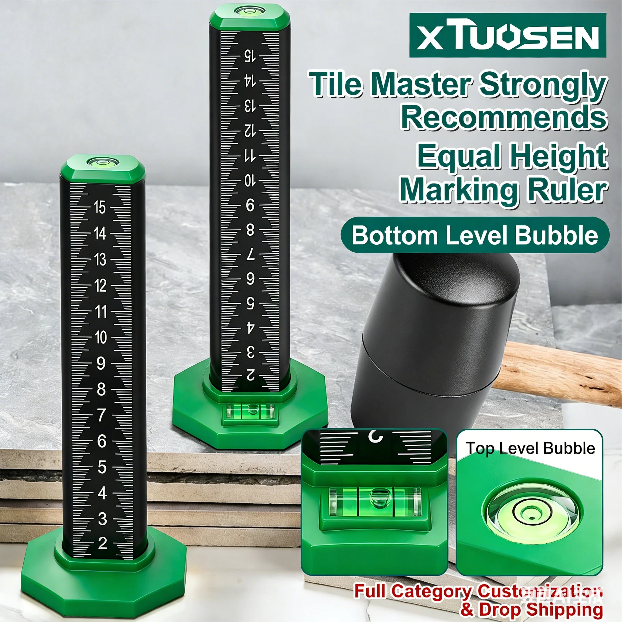 Tile Leveling Ruler High Gauge Marking Scale Measuring Tool for Tile Installation and Alignment