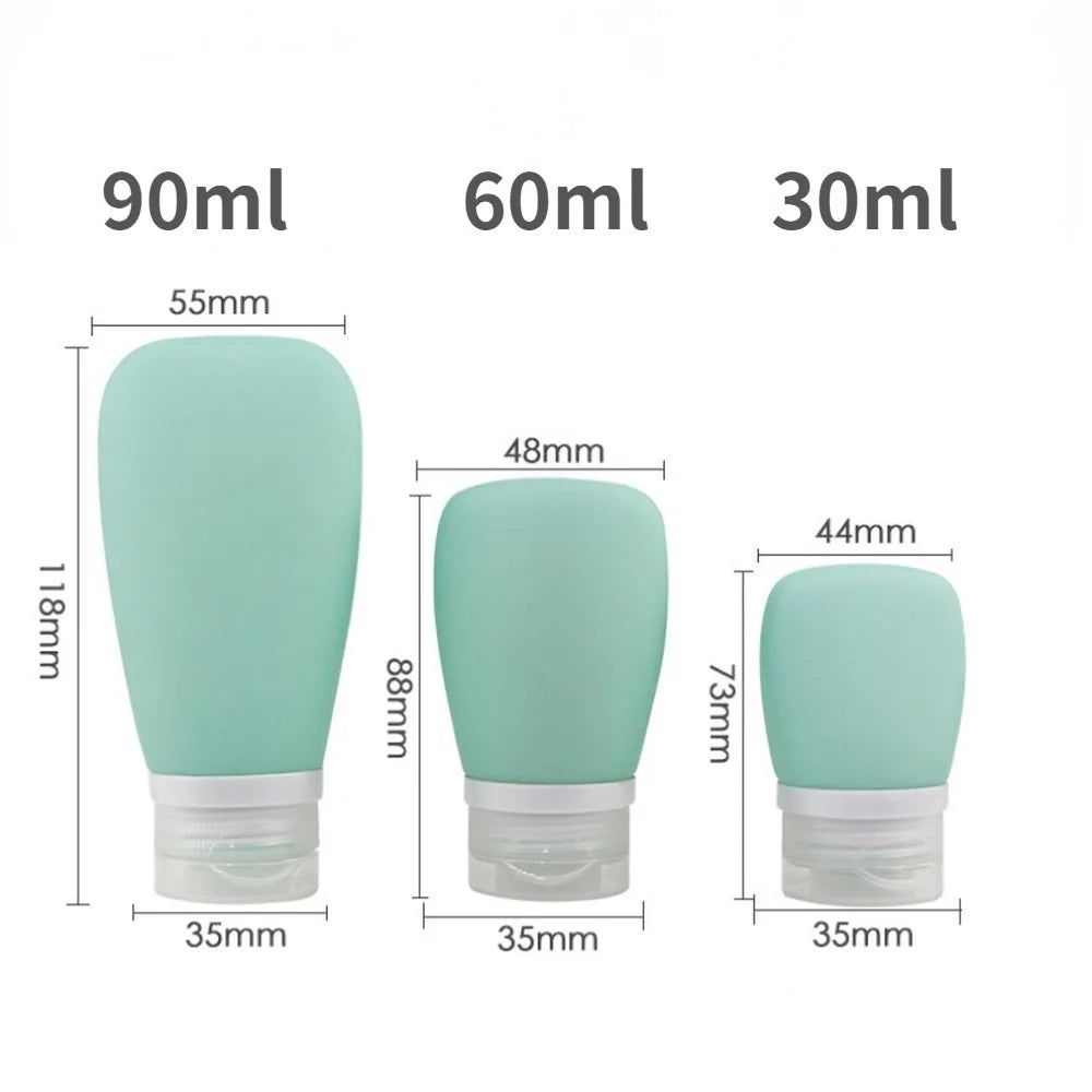 38/60/100ml Portable Refillable Travel Essential Silicone Toiletries Bottle for Shampoo Moisturizer Shower Gel Lotion Face Wash