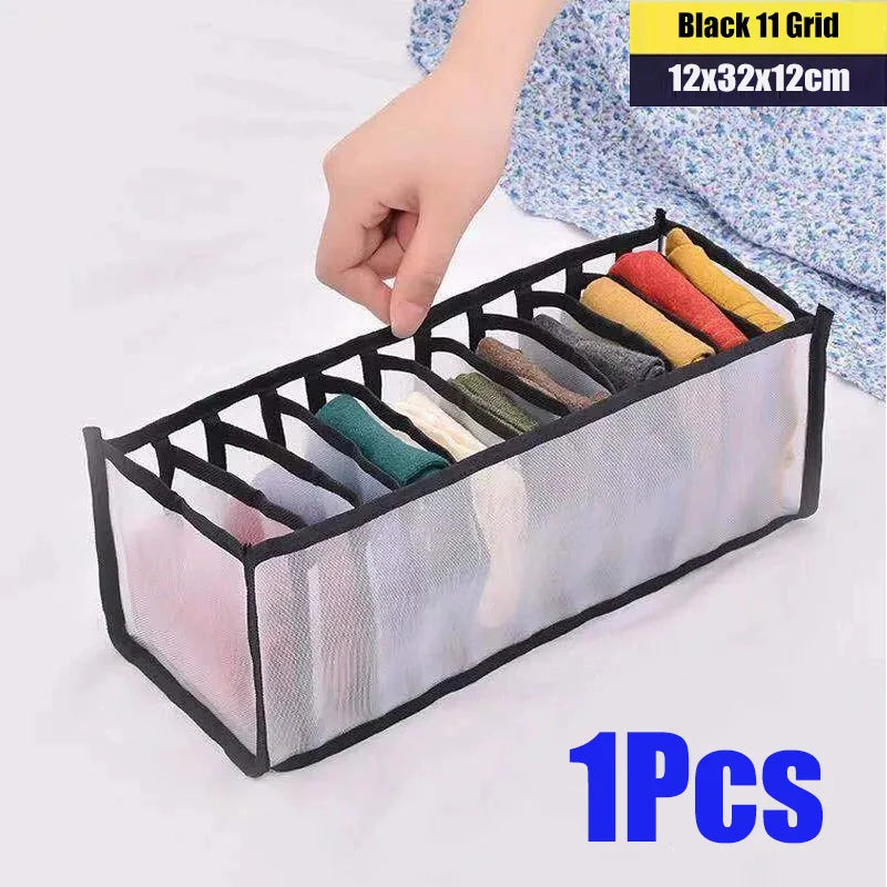 Underwear Drawer Organizer Storage Box Gruds Foldable Closet Organizers Trancparent Mesh Drawer Divider For Underpants Socks Bra