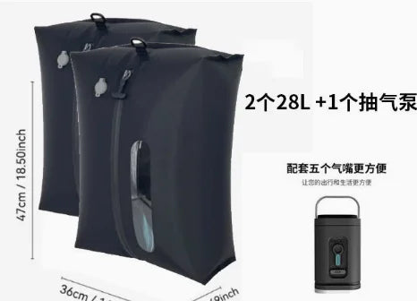 28L Reusable Vacuum Compression Storage Bag with Air Pump Travel Clothes Luggage Organizer Bag