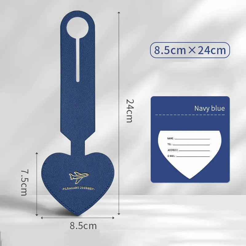Korean Heart Shaped PU Luggage Tags Women Men Holiday Travel Accessories Suitcase Tag Name ID Address Lable Bag Tags for Luggage