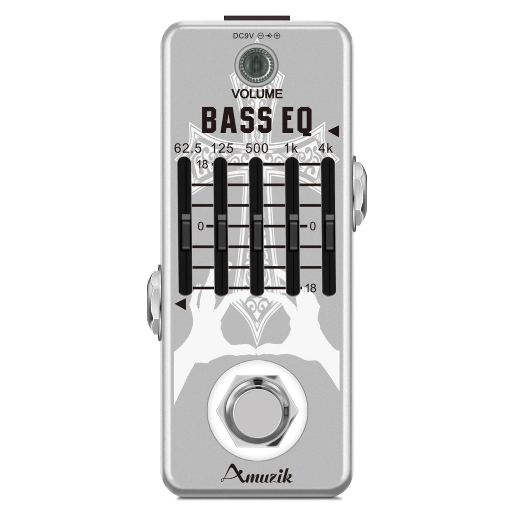 Amuzik Electric Guitar EQ Pedal Bass Equalizer Effects Pedal 5 Band Graphic Master Level Controller ±18dB Mini Size Drop Ship