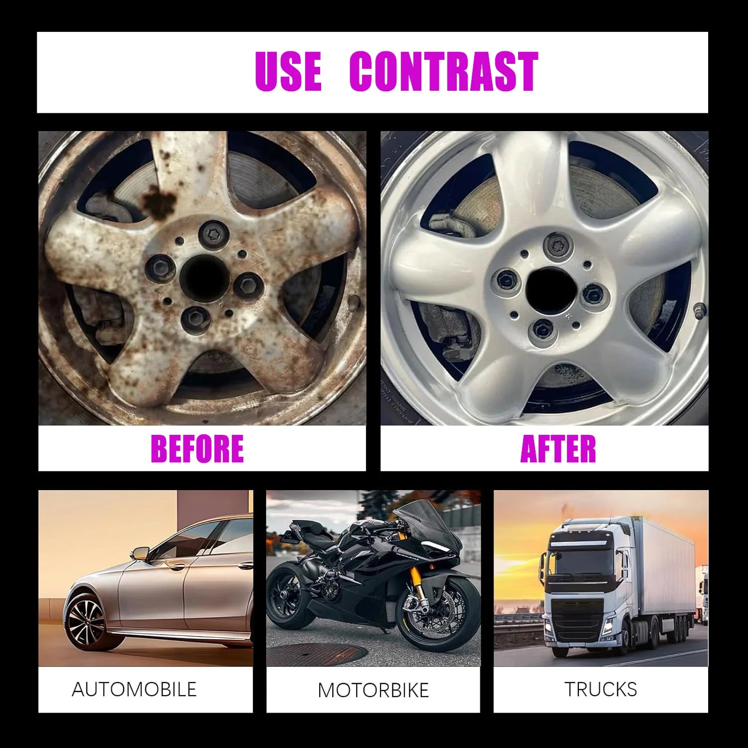 Hydroshine Iron Remover Car Detailing Fallout Spray Decontamination Kit Rust Remover Spray for Brake Rim Metal Surface Particles