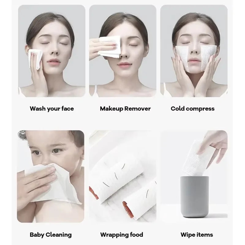100 pieces of car paper towel disposable face towel tissue soft thick dry wipe reusable makeup remover pad facial cleansing tiss