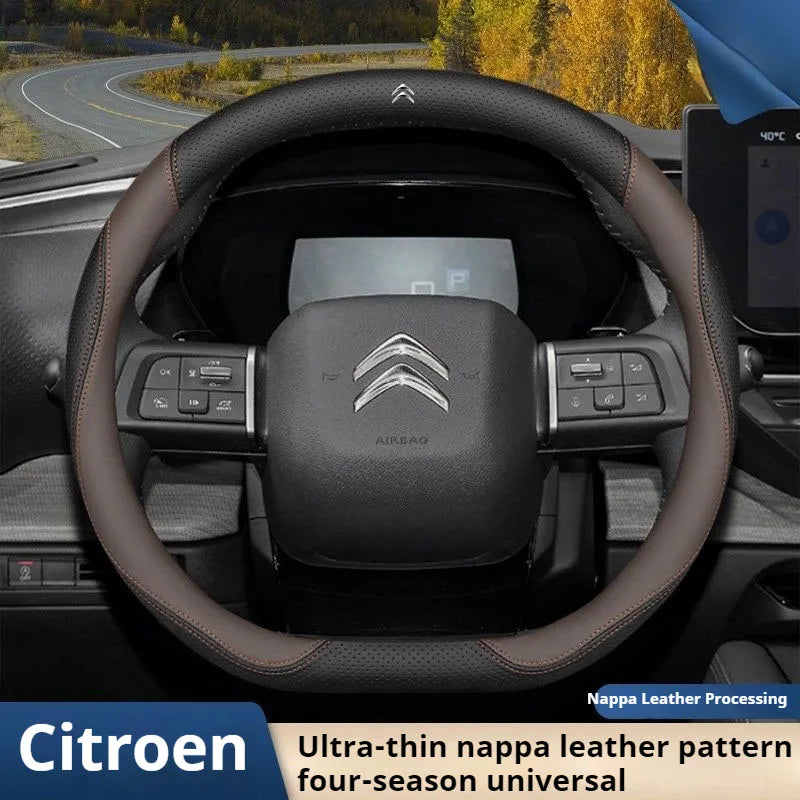For Citroen C4X C5X C3 C5 Aircross e-Berlingo C4 2021 2022 2023 Nappa Leather Car Steering Wheel Cover Auto Interior Accessories