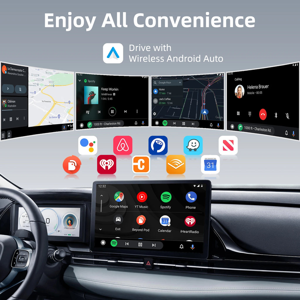 Android Smart Dongle for Almost All Kinds of Factory Wired Car, Wireless CarPlay Android Auto Adapter 2 in 1
