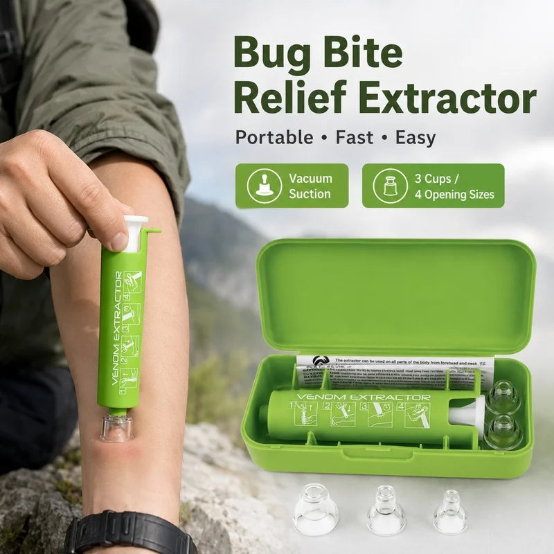 Portable Bug Bite Venom Extractor Kit Vacuum Suction First Aid Pump for Mosquito Bee Wasp Stings Camping Hiking
