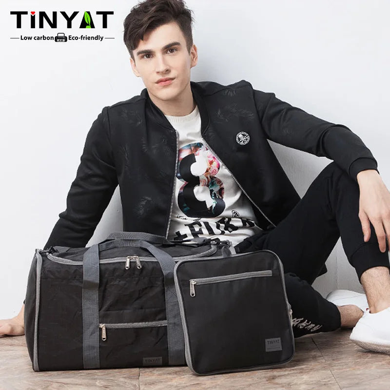 TINYAT Large Capacity Men Travel Bag Sling Duffle Bag for Sports Gym Tote Outdoor Trips and Fitness Activities