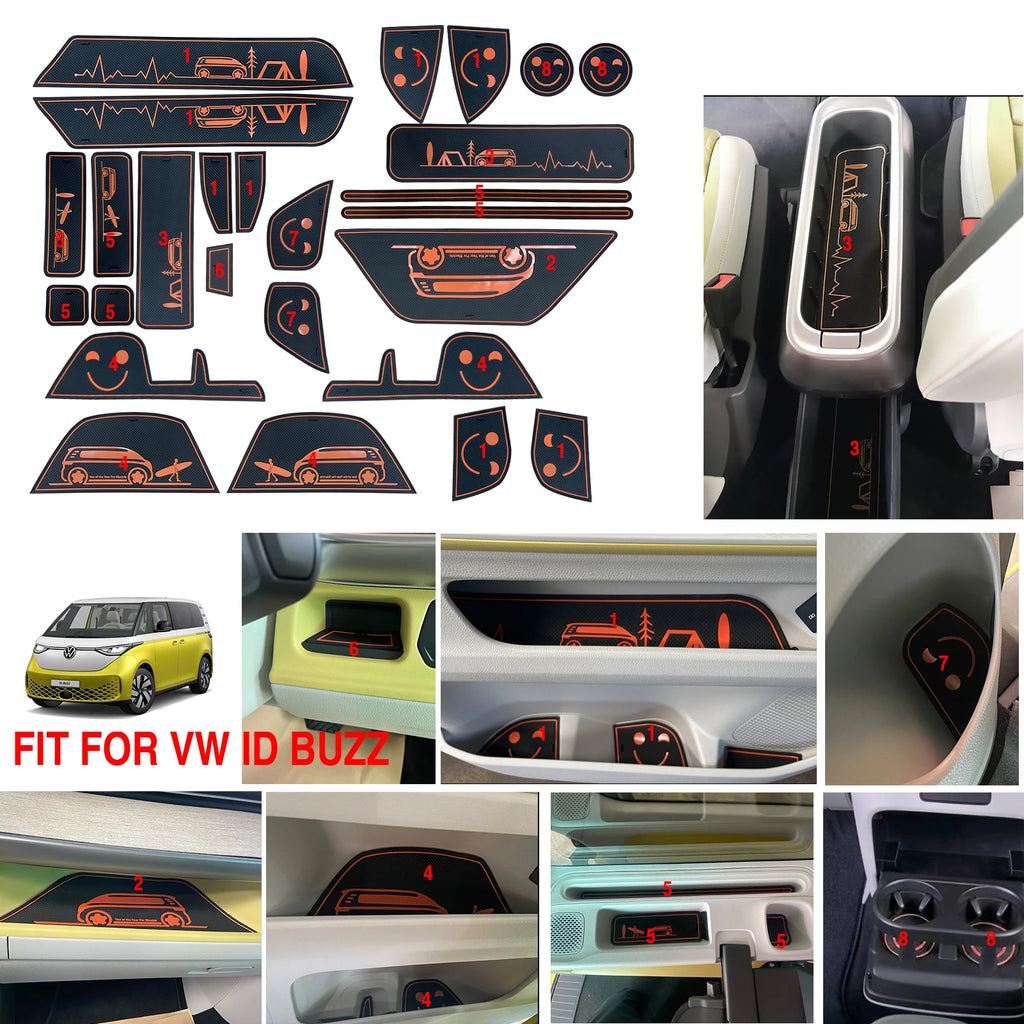 Non-Slip Car Cup Coaster Slot Pad for Volkswagen VW ID. Buzz ID Buzz Car Accessories Anti-Slip Mat Pocket Mat Cup Holder Pad