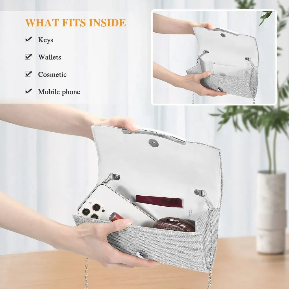 High Quality Polyester Messenger Handbag Plain Solid Color Flap Wedding Bag Wedding Party Prom Clutch Bag Women