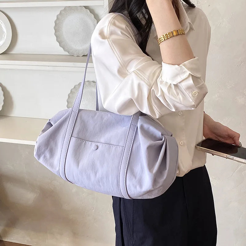 Korean Style Fashion Nylon Tote Bag For Women Large Capacity Casual Simple Handbag New Lightweight Versatile Shoulder Bag