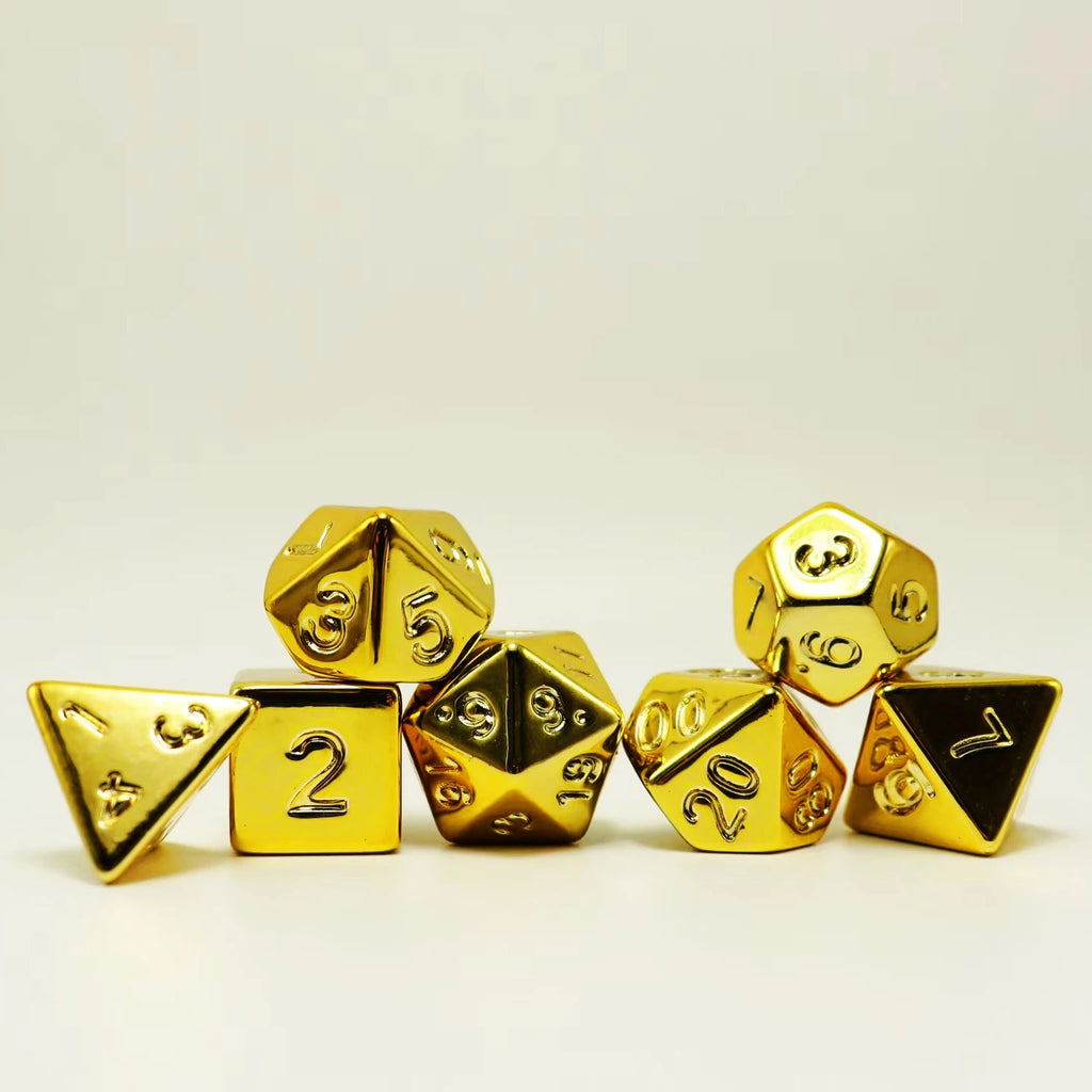 7pcs electroplated gold set, the overall electroplating is very cool, game accessories dice, polyhedral dice, board game supplie
