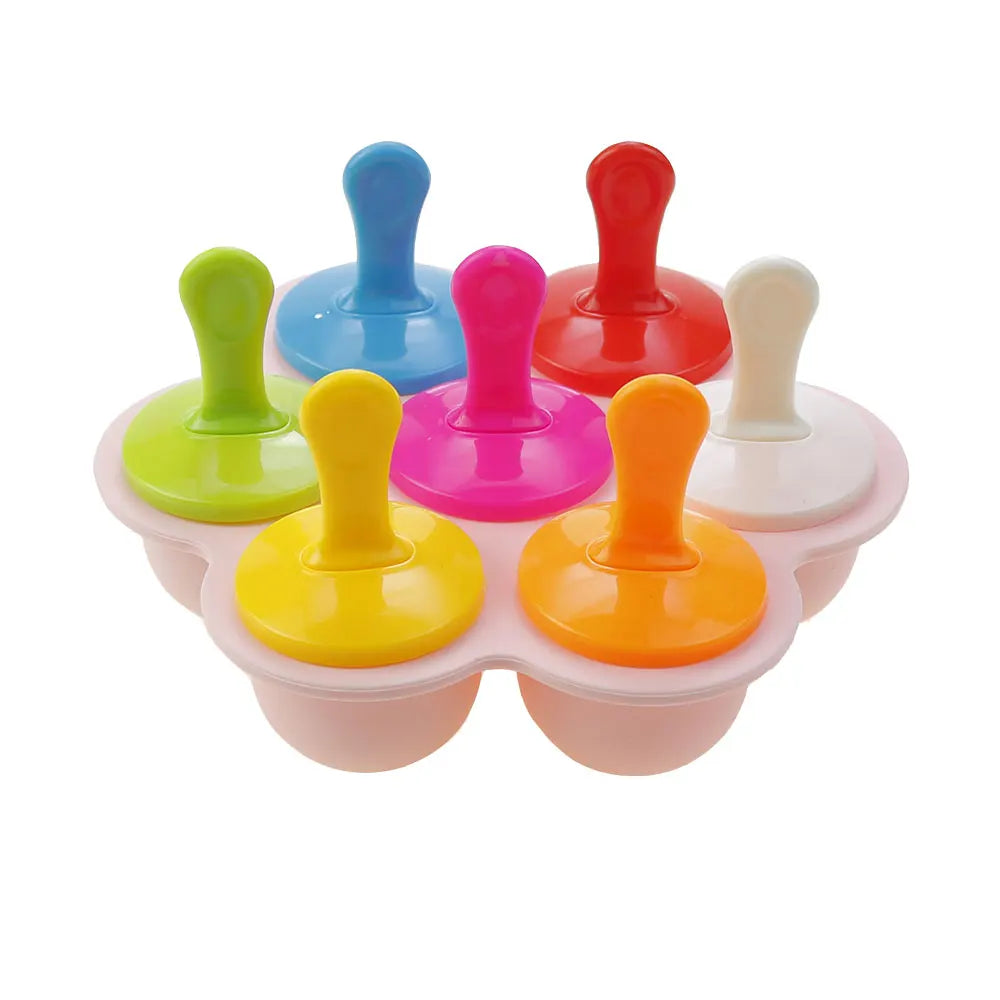 JCD 4/7Holes DIY Ice Cream Pops Silicone Mold Ice Cream Ball Maker Popsicles Molds Baby Fruit Shake Home Kitchen Accessories
