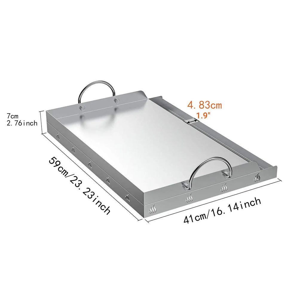Stainless Steel Cooking Griddle Portable Flat Grill Plate Outdoor BBQ Cooking Tools for Gas Grill Kitchen Barbecue Picnic Kit