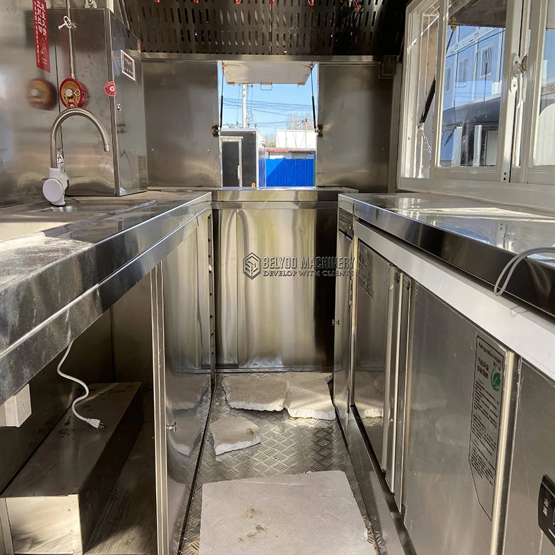Belyoo 2026 9.8ft Street Food Trailer Mobile Hot Dog Stand Food Truck With Full Kitchen Juice Vending Trailer Ice Cream Truck