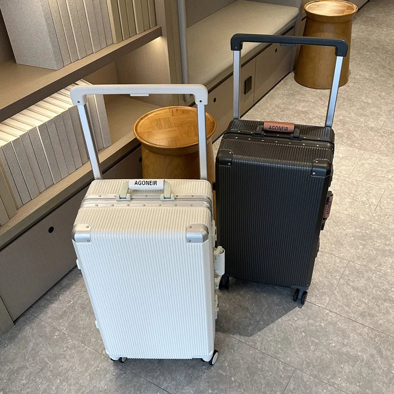 Travel Luggage aluminum frame 20-inch carry-on trolley suitcase 26-inch wide handle men women students 24-inch password luggage