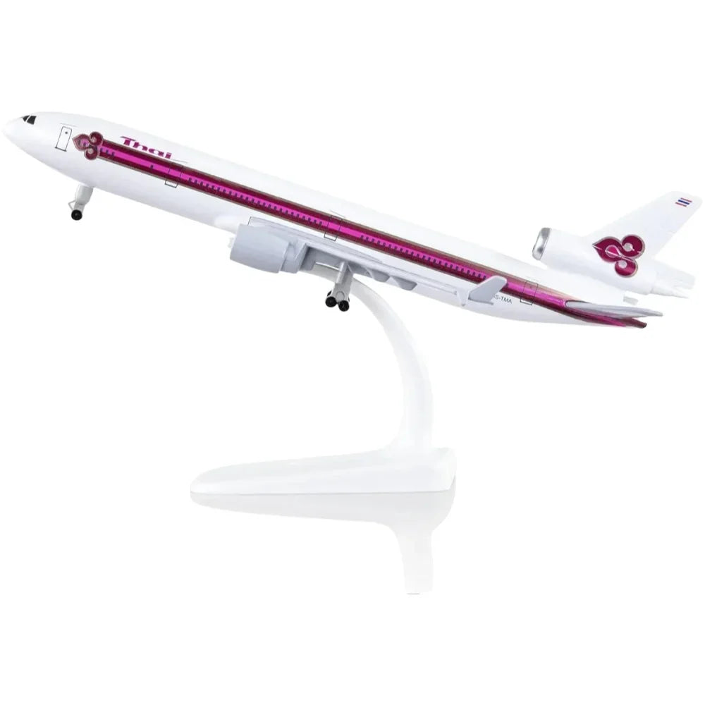 1/300 Scale Airplanes thai MD11 Plane Model Metal Alloy Diecast Aircraft With Wheels Base Authentic Collectible Gift