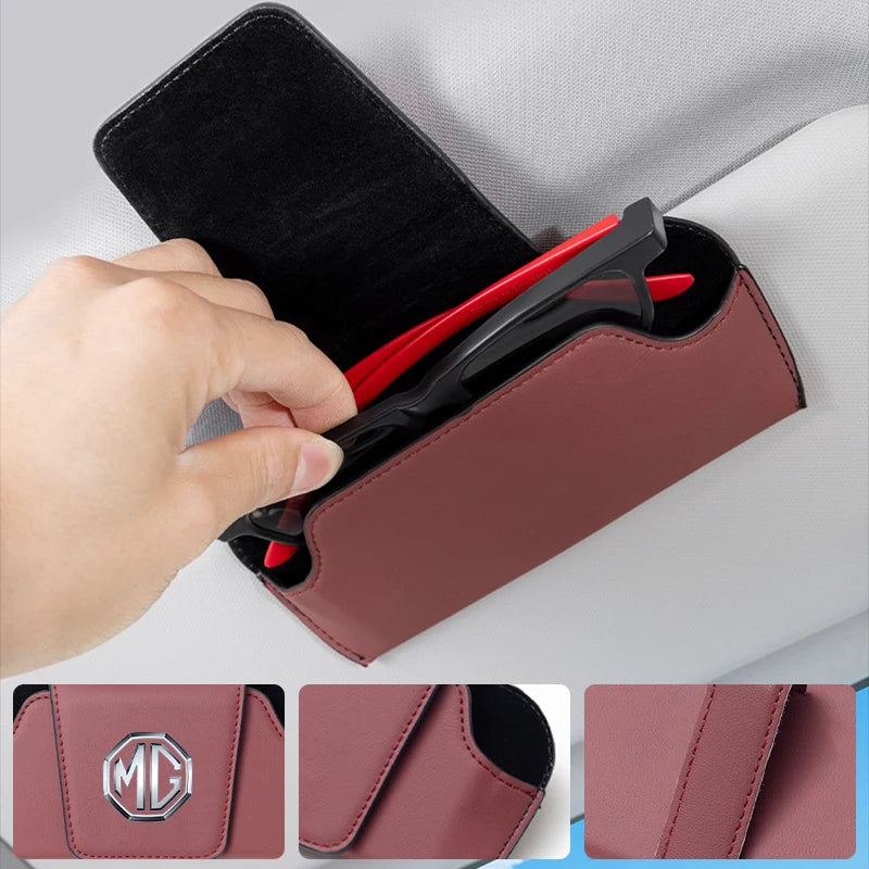 Car Logo Leather Portable Glasses Bag Sunglasses Auto Interior Accessories For Morris Garages MG 6 3 5 7 TF ZR ZS HS GS RX5 RX8