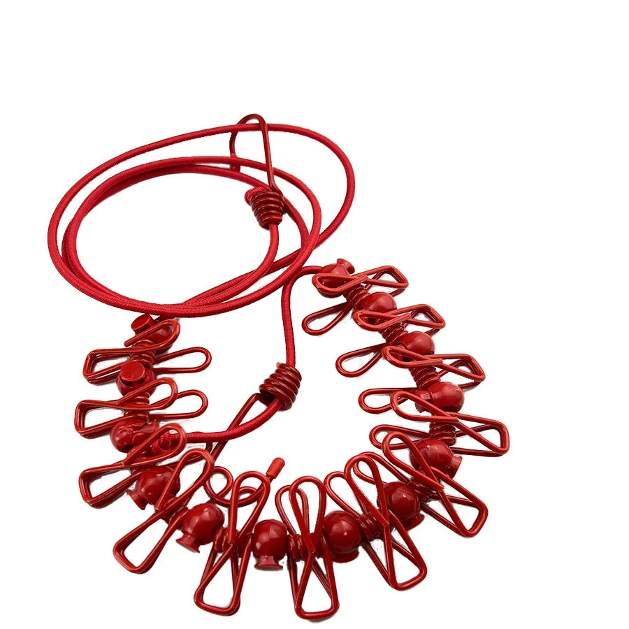 1.8M Outdoor Camping Non-slip Stretch Clothesline with 12Clips Travel Stretchy Clothesline Sock Line Hanging Laundry Drying Rope