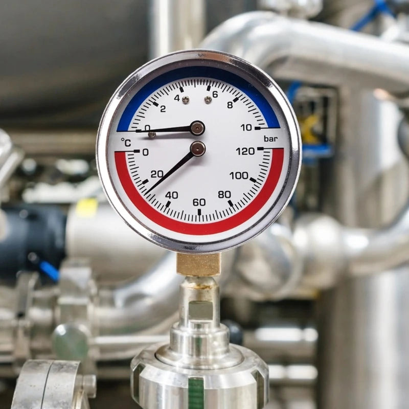 Thermo-manometer Boiler Temperature & Pressure Gauge 0-120 ℃ 0-10 Bar Mearsuring Range Fitting- for Floor Heating Drop