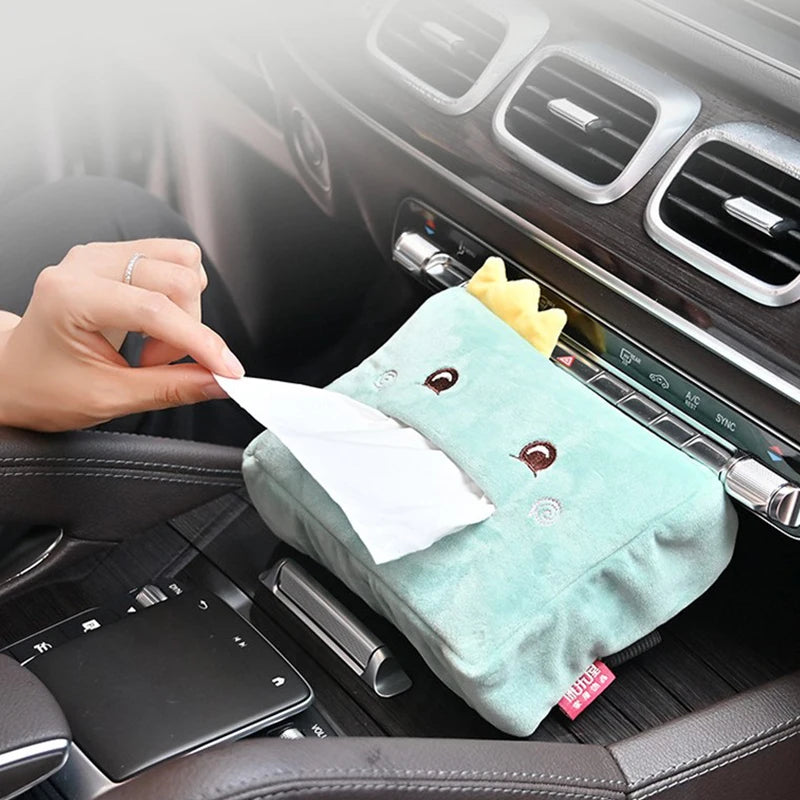 Car Tissue Box Cute Plush Animals Napkin Tissue Paper Holder Portable Drawer Box Car Styling Multi-function Car Supplies Women