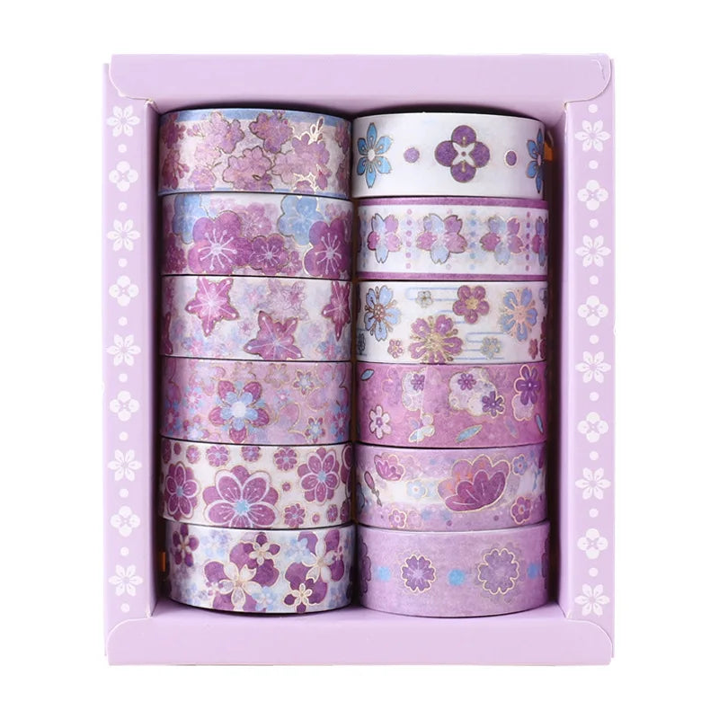12Pcs/Set Japanese Style Washi Tapes Masking Tape Washi Stickers Scrapbooking Adhesive DIY Decorative Stationery School Supplies